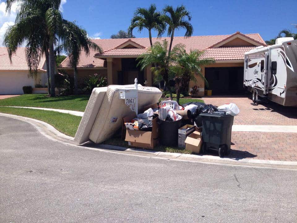 trash outside the house- preparing for full time RV living