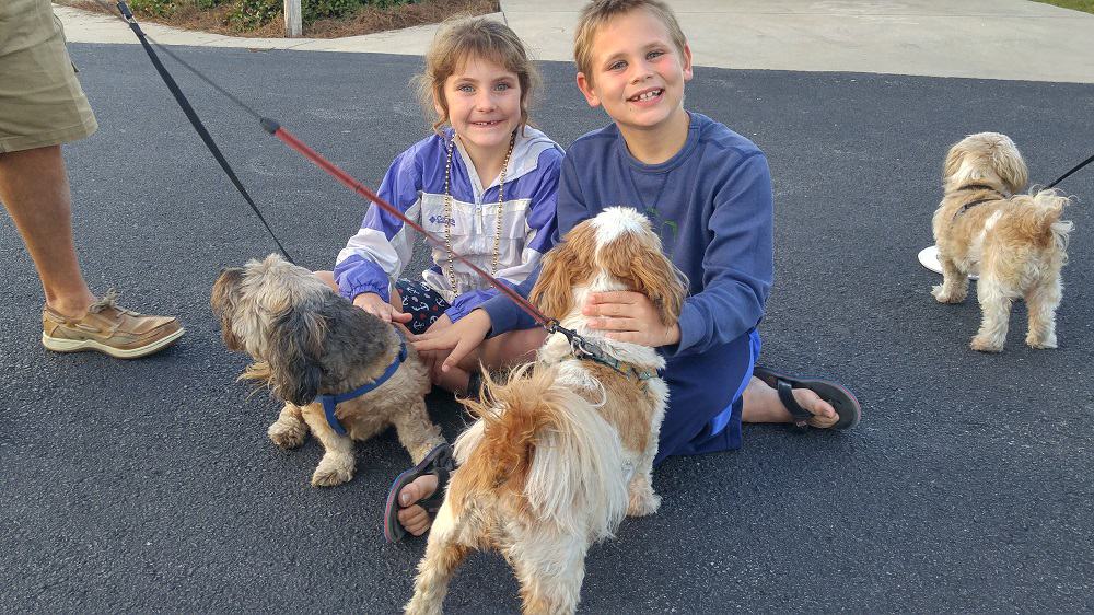 RVing With Dogs, the kids hanging out with their favorite furry friends