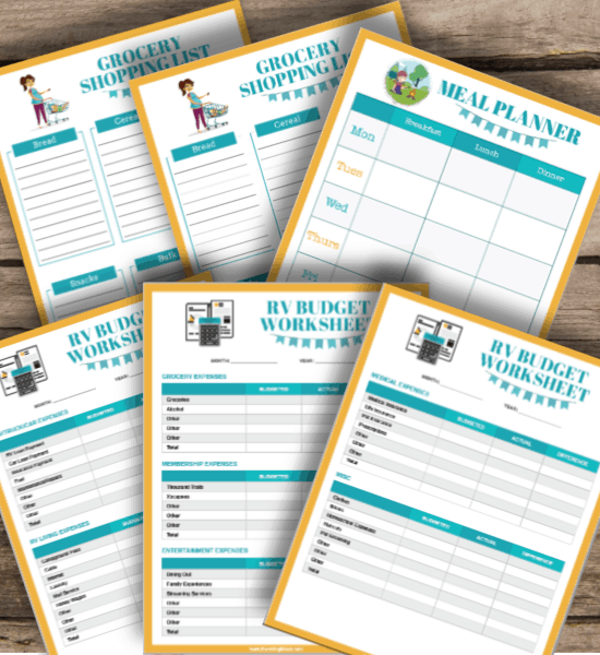household planning printables on wood table