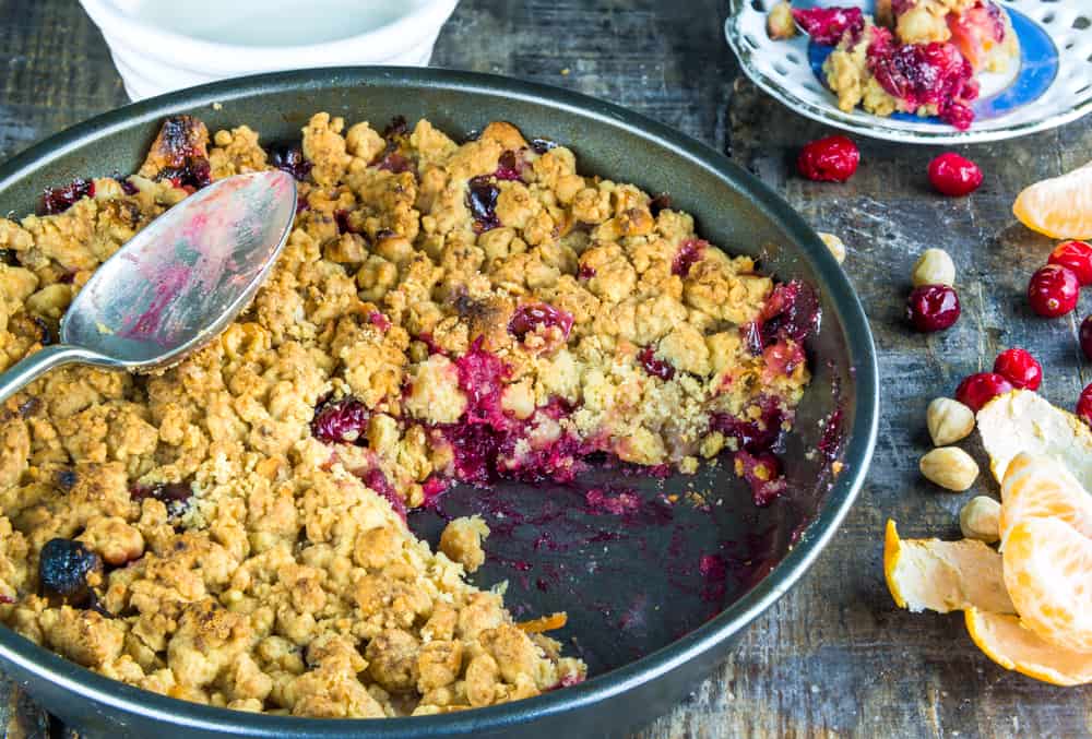 Cherry Cobbler camping dessert cooked in a dutch oven