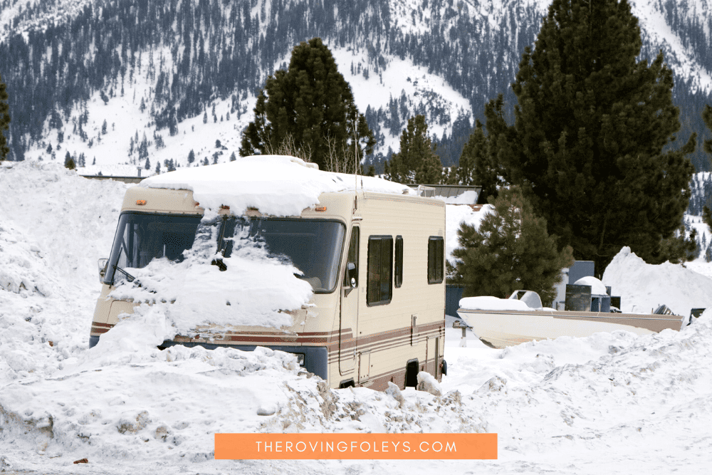 RV in snow bank