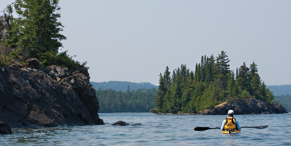 a sea kayaker on Lake Superior