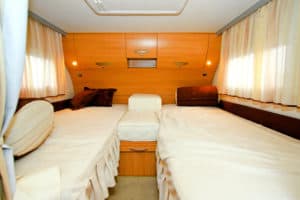 twin beds in a camper