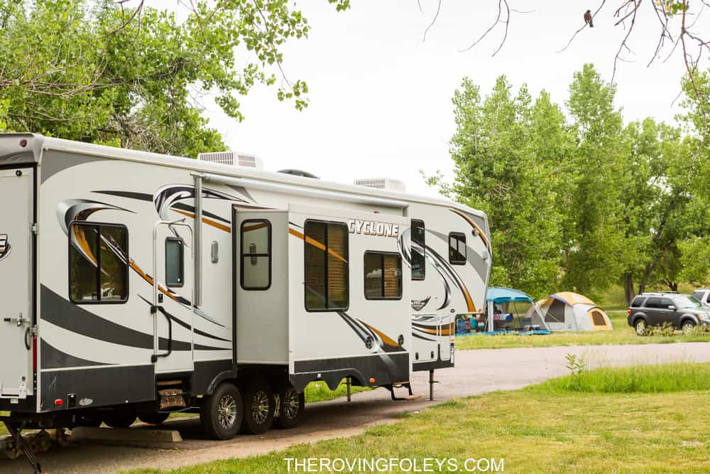 RV camper parked at a campground