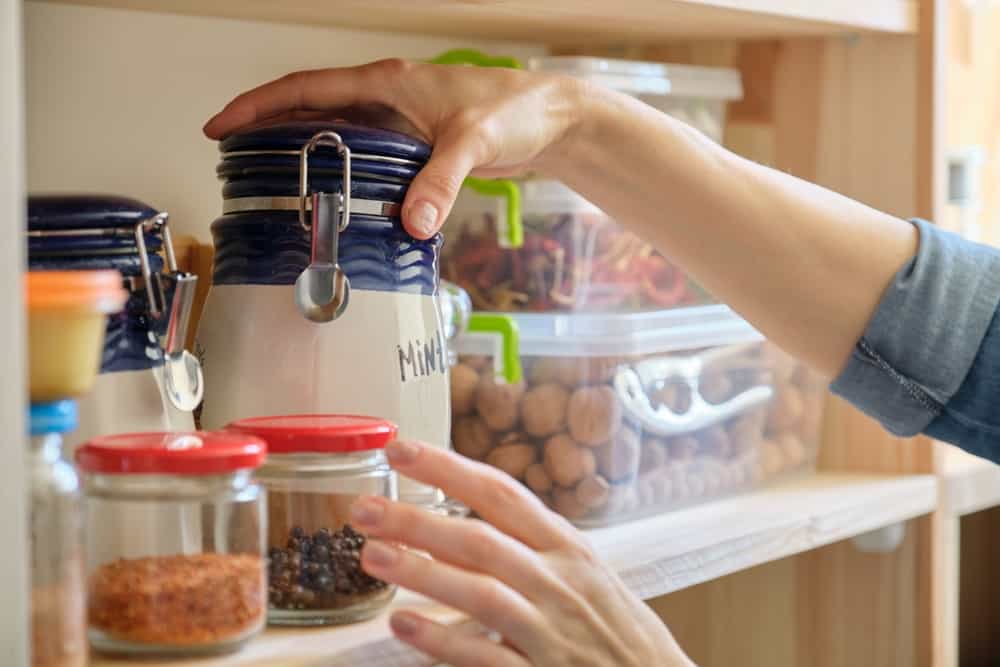 Woman shopping in her pantry