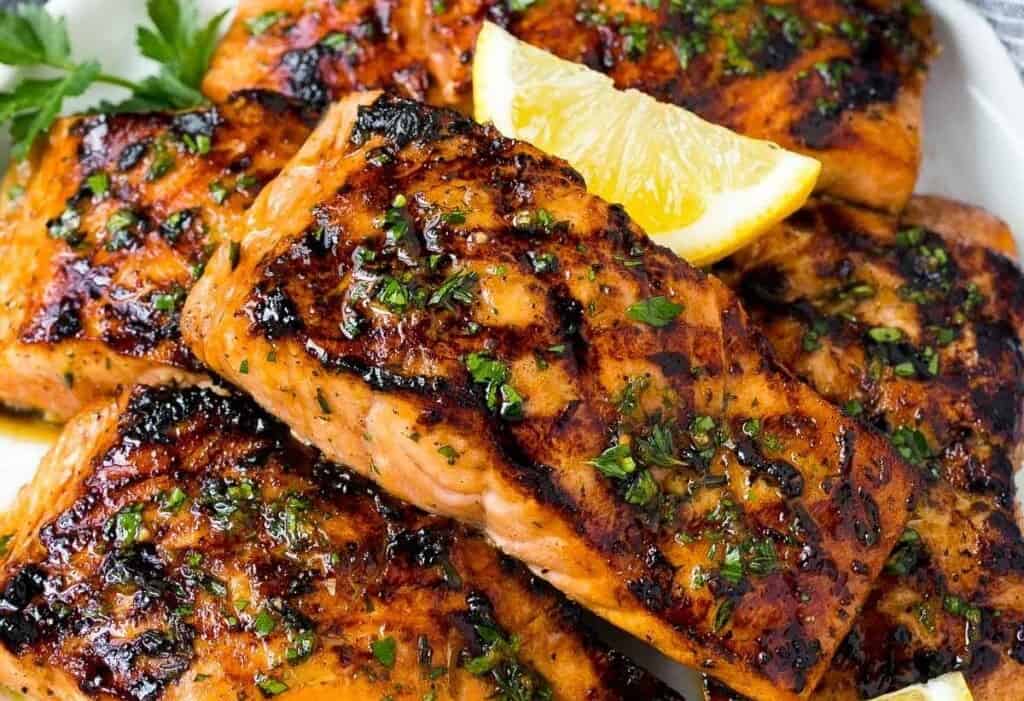 Grilled Salmon with Garlic and Herbs