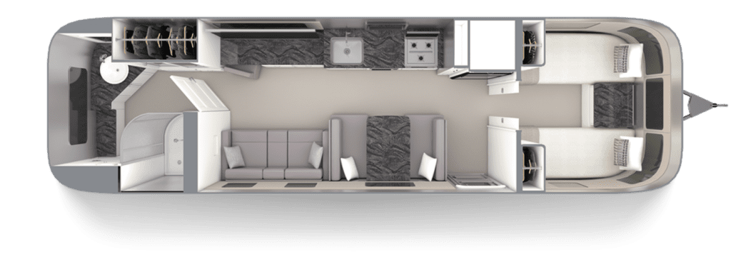 2022-Airstream-Classic-33FB-Twin-Floor-Plan