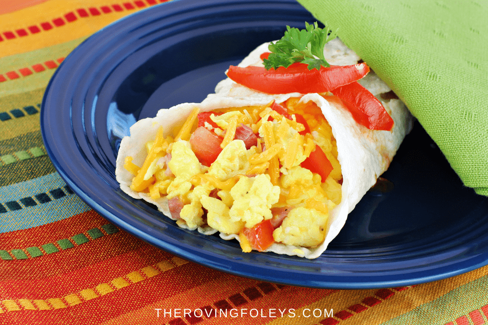 Breakfast burrito with eggs