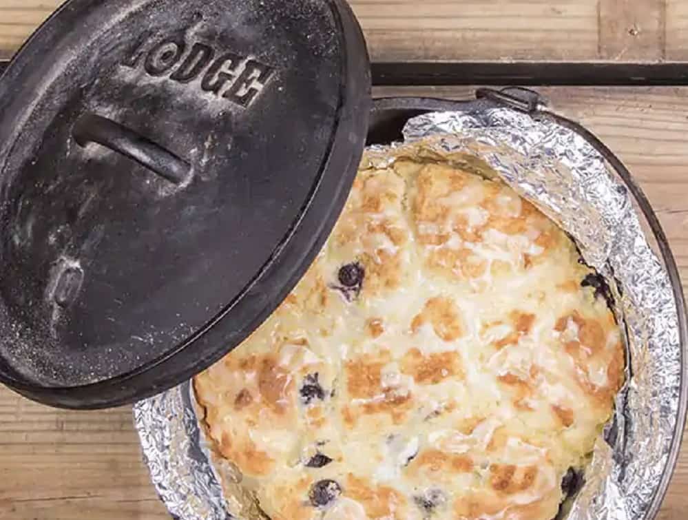 dutch oven lemon blueberry biscuits
