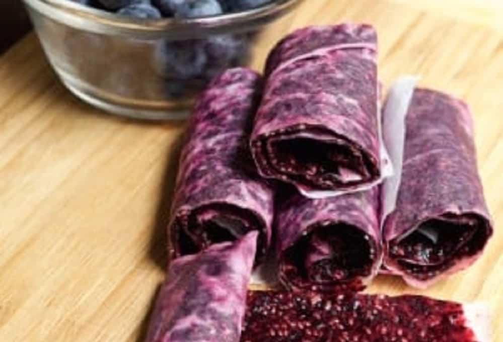 Blueberry Chia Seed Fruit Roll Ups