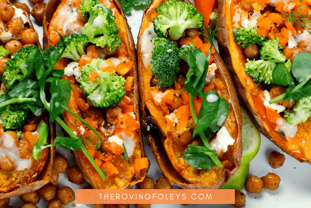 sweet potatoes with toppings