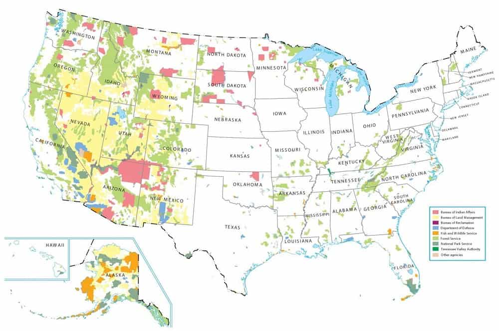 map of US federal lands