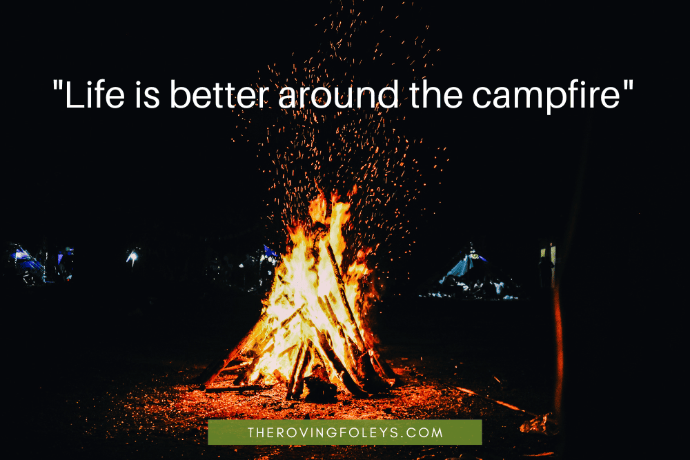 campfire with quote