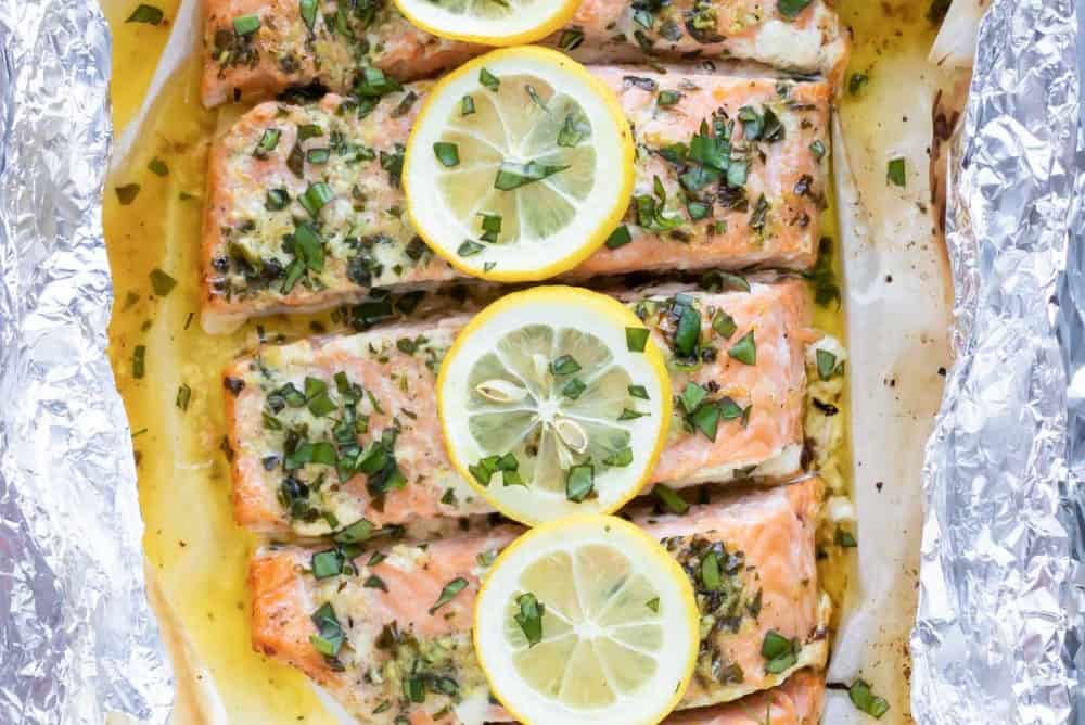 Foil Wrapped Salmon With Herbs And Lemon