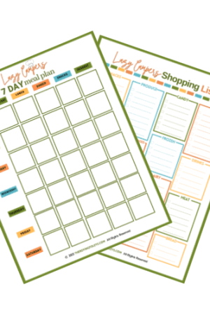 blank menu shopping list