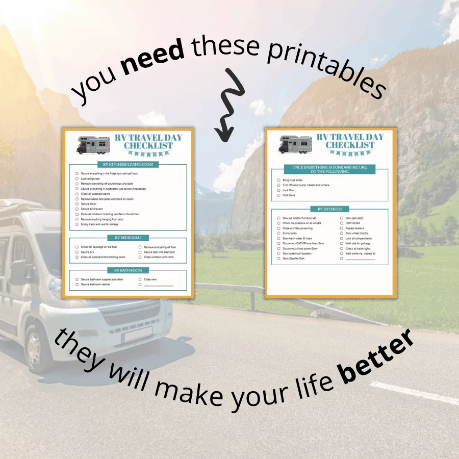 RV printables with driving rv in background